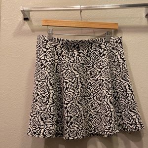 Divided Floral Print Skater Skirt